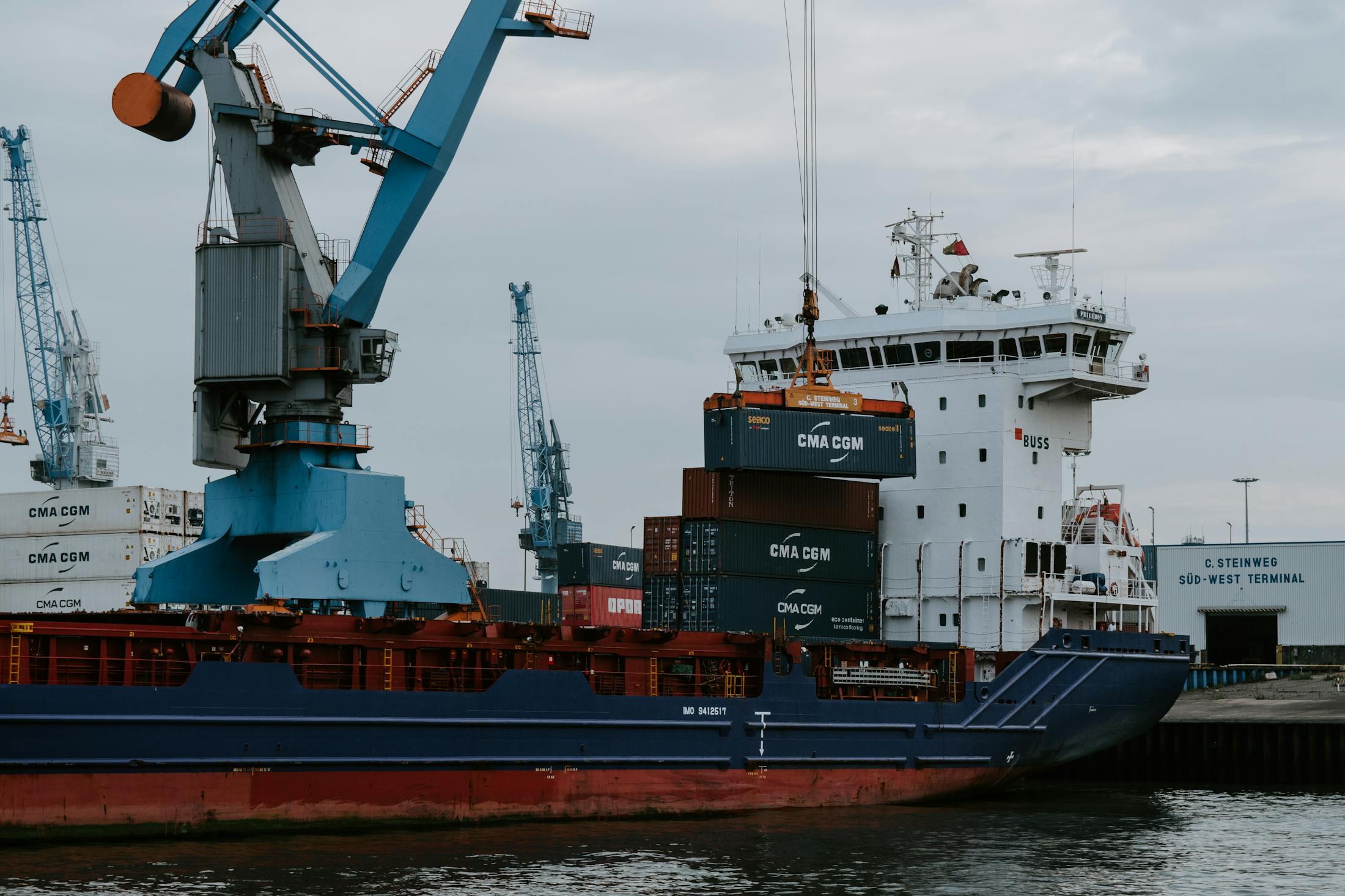 Tanker vessel in port under active operations